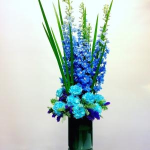 ブルーの花瓶花｜「花工房　浪漫」　（愛知県小牧市の花キューピット加盟店 花屋）のブログ
