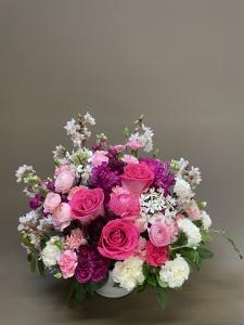 ピンク系のアレンジメント「花工房　浪漫」（愛知県小牧市の花屋）のギャラリー写真